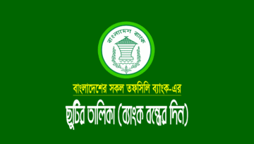 ব্যাংক ছুটির তালিকা ২০২৪ (সকল তফসিলি ব্যাংকের বন্ধের দিন)