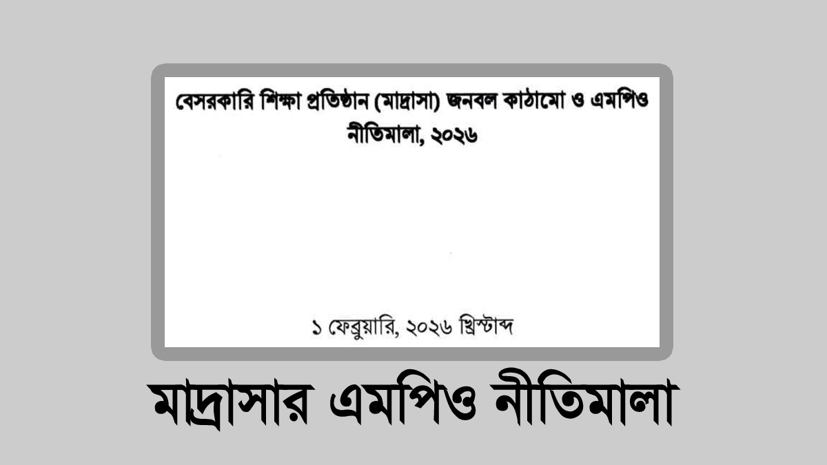মাদ্রাসা এমপিও নীতিমালা ২০২৬ ও জনবল কাঠামো